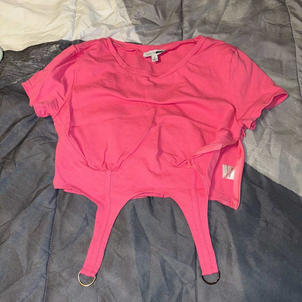 Pink Crop Top with Straps